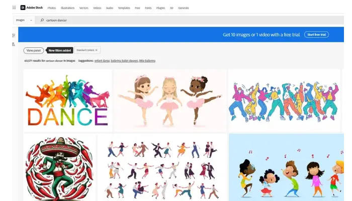 adobe stock bailar dibujos animados ia