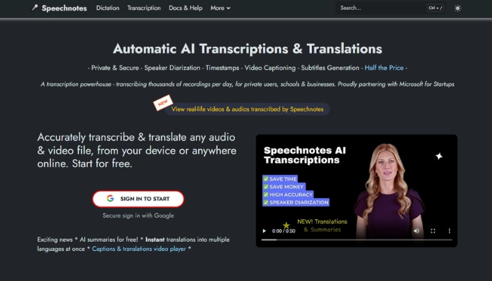 aplicacion para transcribir audios a texto speechnotes