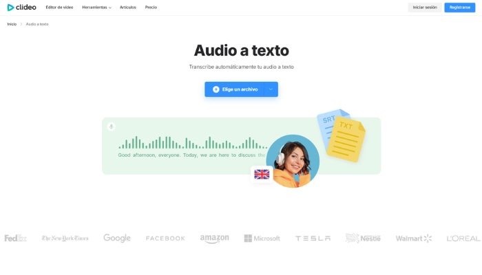 app para transcribir audios clideo