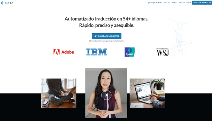 app para transcribir audios sonix ai