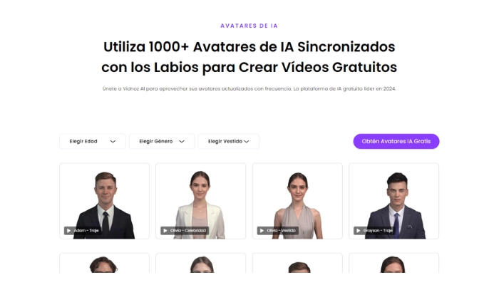 Avatares de IA en Vidnoz AI