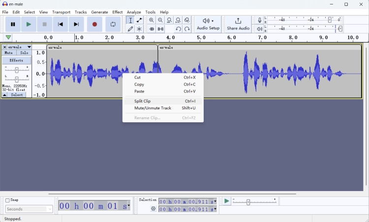 Cómo dividir audio en audacity