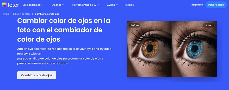 Cambiar Color de Ojos con Fotor