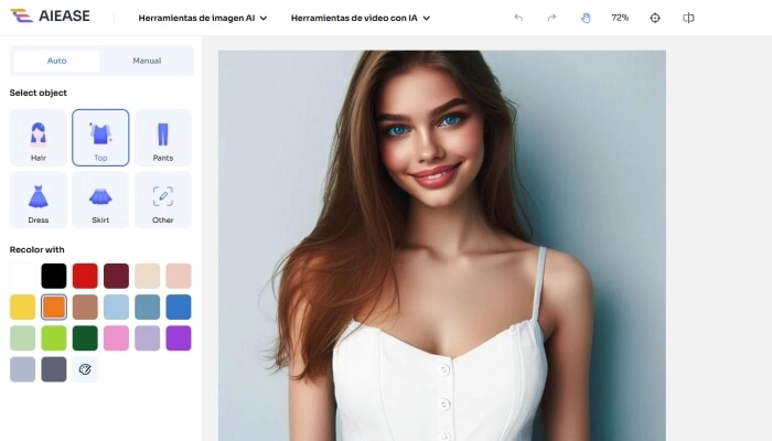Cambiar color de ropa en fotos con AI Ease