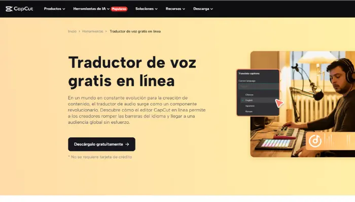 capcut traductor de voz gratis en linea