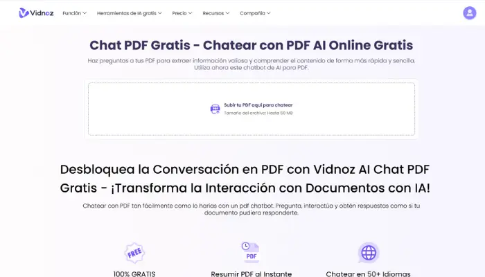 chatear con pdf vidnoz