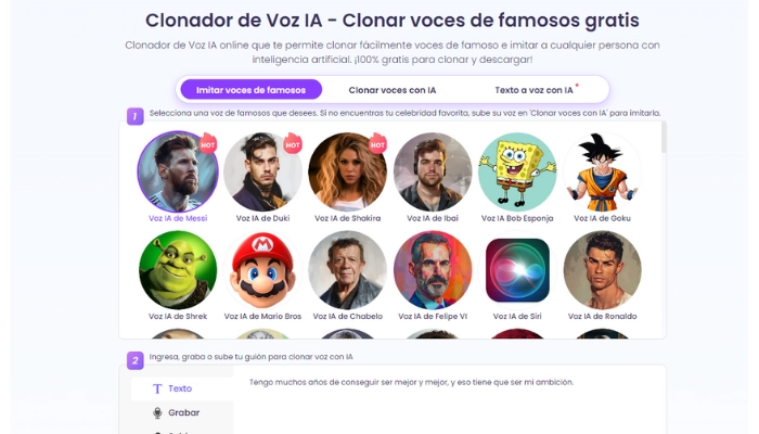 Clonador de voz IA online gratis de Vidnoz