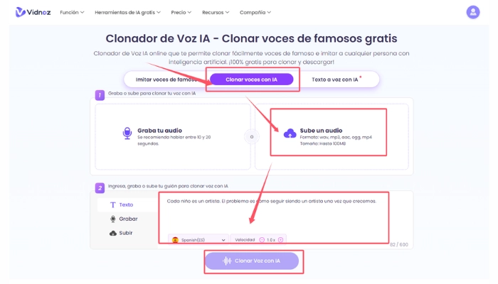 clonar la voz de monstruo con vidnoz ai