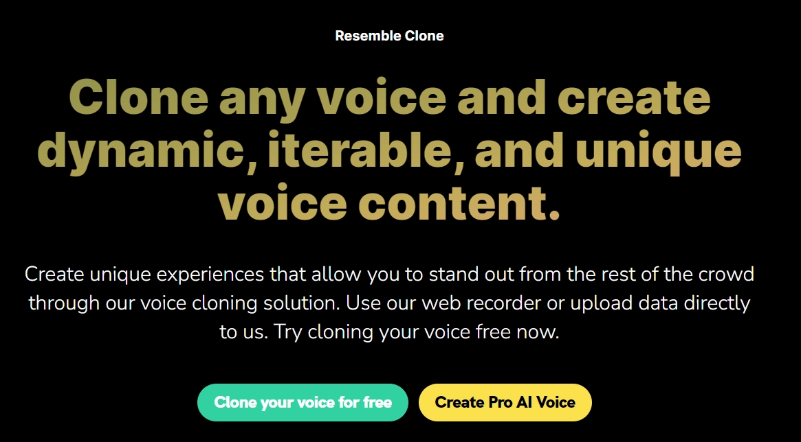 Clonar voz gratis con IA de Resemble AI