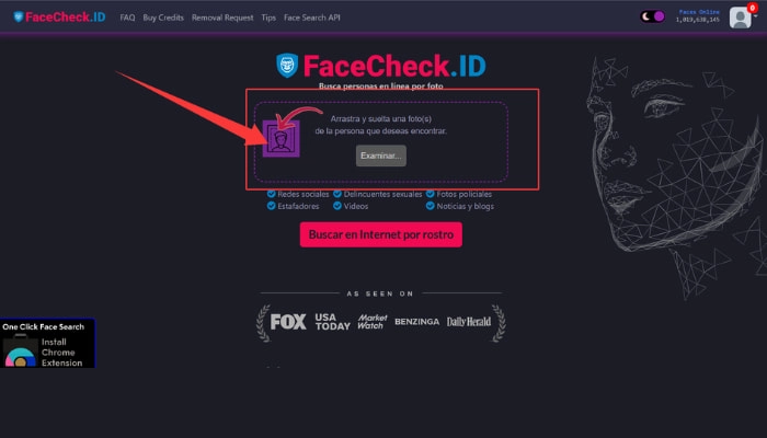 como buscar a una persona por su foto en facecheck id paso1