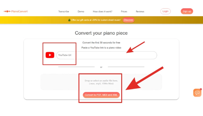 como convertir audio a midi online con la touche musicale paso 2