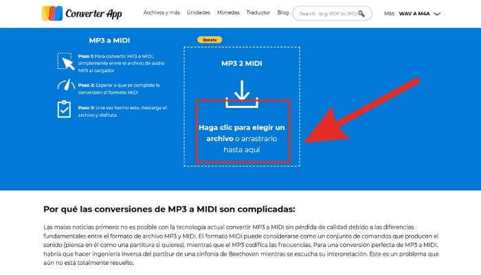 como convertir de formato mp3 a midi con converter app paso 2