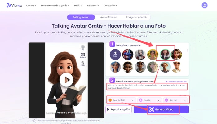 como crear avatar animado con voz gratis con vidnoz ai