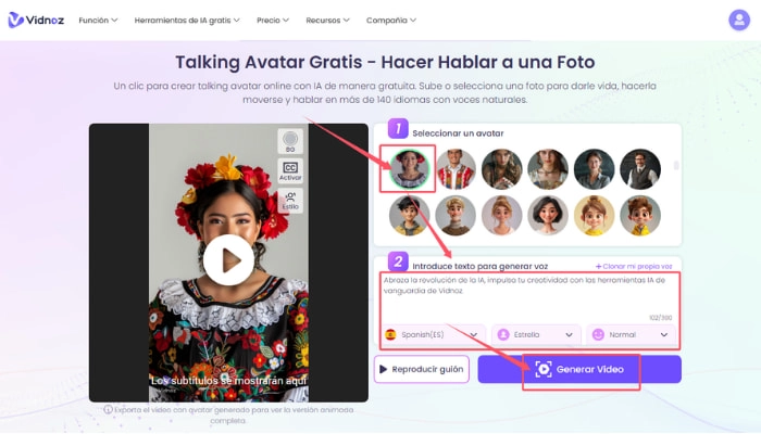 como crear avatar realista con vidnoz talking head