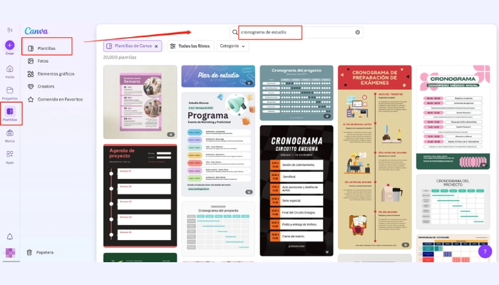 como crear un cronograma de estudio con Canva
