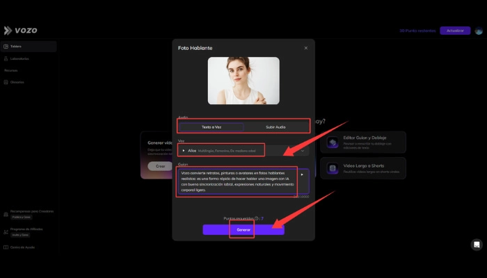 como crear una foto hablando ia con vozo