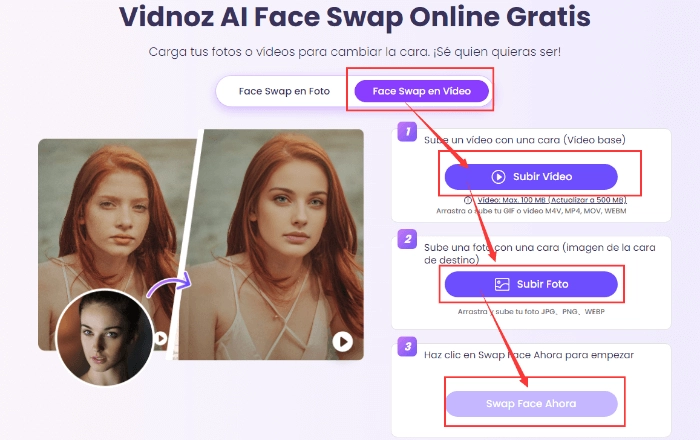 como hacer deepfake video con vidnoz ai face swap