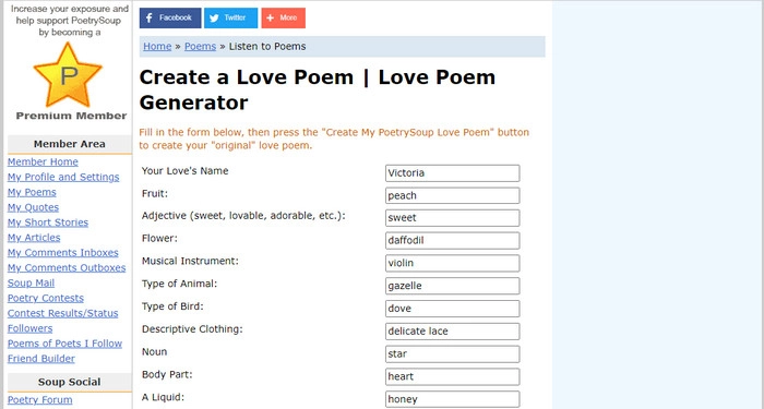 como hacer un poema de amor con poetrysoup