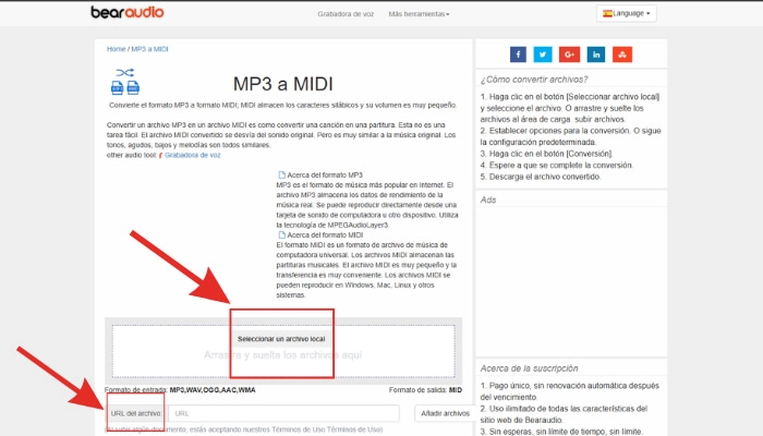 como pasar de mp3 a midi con bear audio paso 2