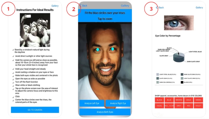 como se de que color son mis ojos con app unika