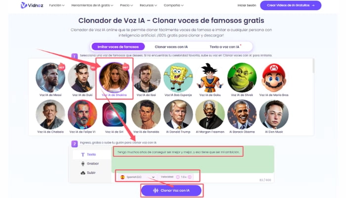 como usar el clonador de voz de vidnoz