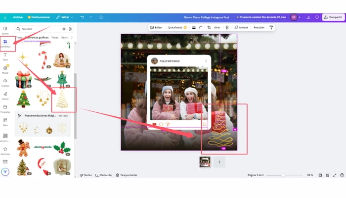 como usar el editor fotos navidad canva paso 3
