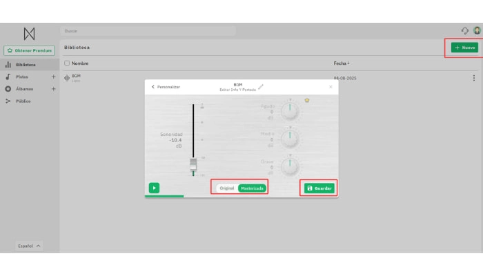 como usar masterizar con ia de masteringbox