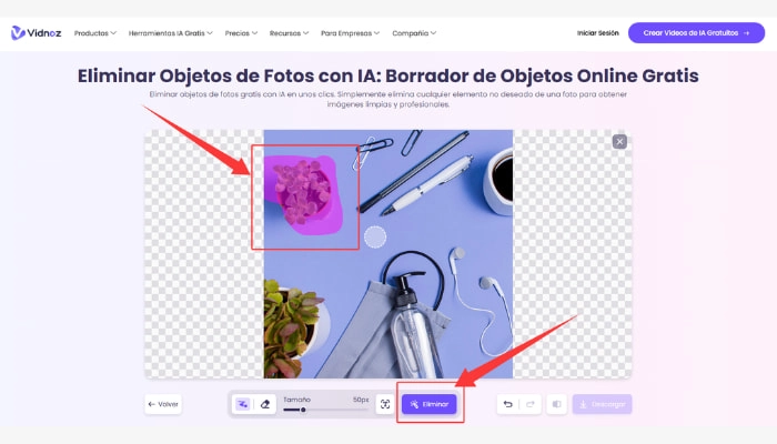 como utilizar el eliminador de objetos de fotos de Vidnoz