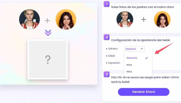 Confirma las configuraciones de la apariencia del bebé