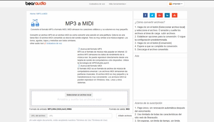 convertidor de mp3 a midi bear audio