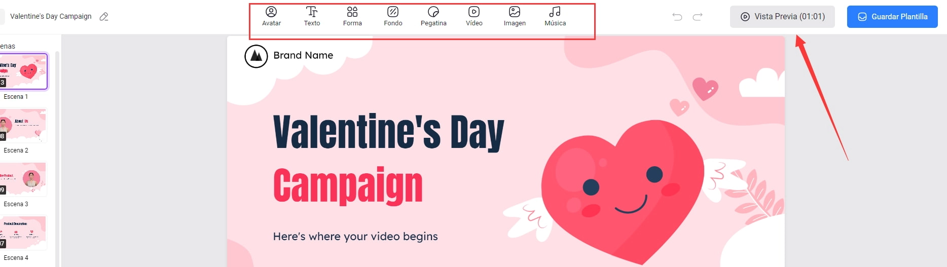 Convierte un mensaje del Día de San Valentín en un vídeo2