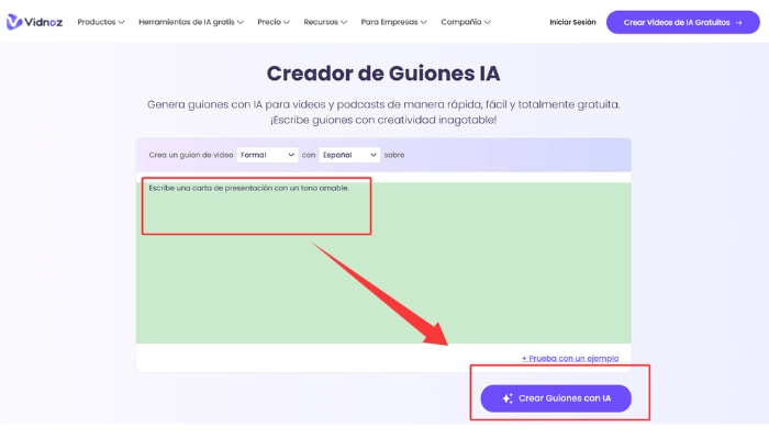 crear carta de presentacion con vidnoz ai