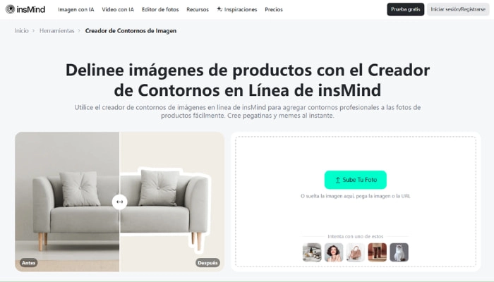 crear contorno imagen con Insmind