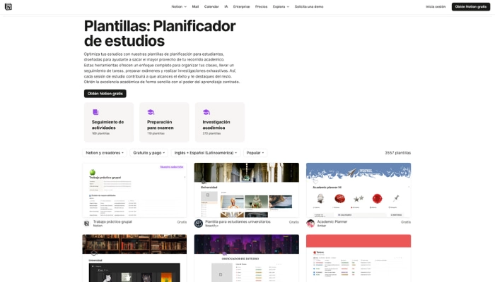 crear cronograma de actividades diarias de un estudiante con Notion
