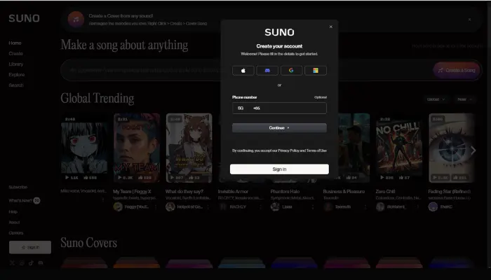 crear cuenta en suno ai