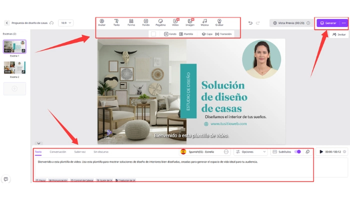 crear un video explicativo de planos con Vidnoz paso 3