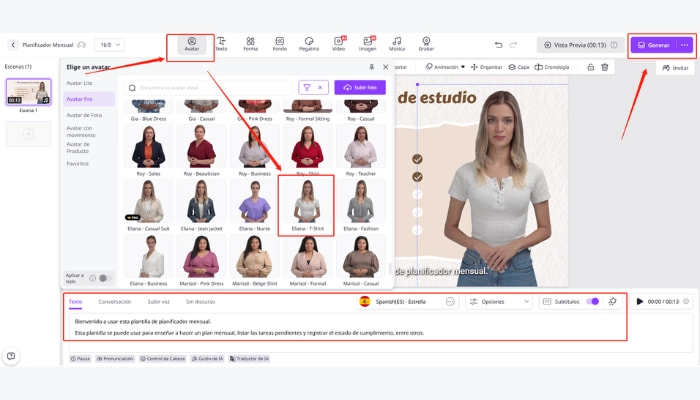 crear un video para tu cronograma de estudio con Vidnoz paso 4
