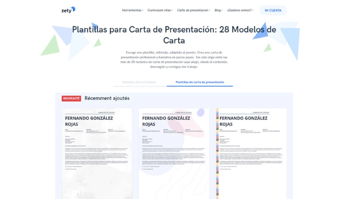 crear una carta de presentacion con zety