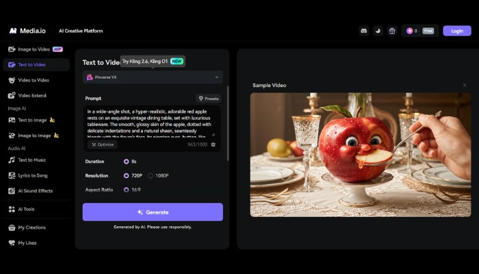 crear video de frutas con caras con Media io