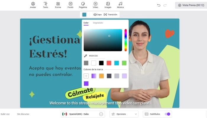 Crear videos coloreados con Vidnoz AI - Paso 4