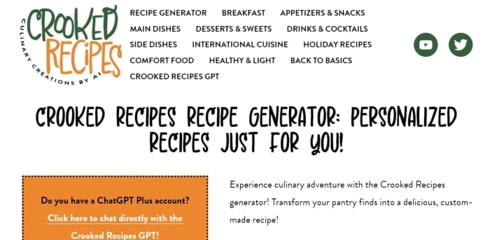 Crooked Recipes - generador de recetas IA