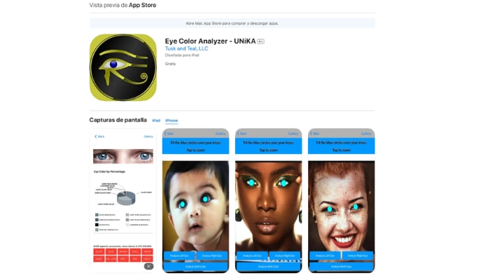 de que color son mis ojos test app unika