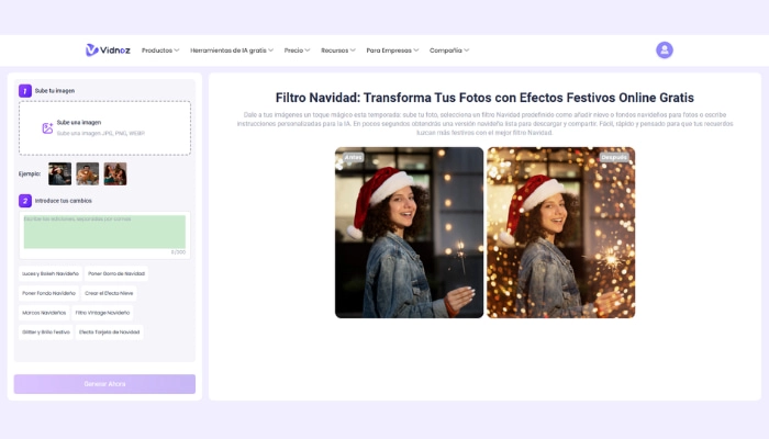 editor de fotos navidad gratis de vidnoz