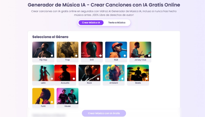 El Generador de Música de Vidnoz AI