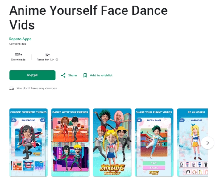face dance app anime yourself