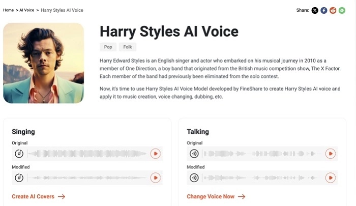 FineShare - voz de Harry Styles paso 1