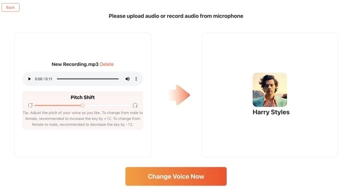 FineShare - voz de Harry Styles paso 3