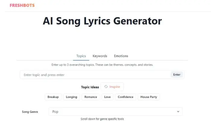 freshbots ai generador de letras de cancion