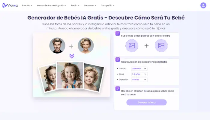 generador de bebe ia vidnoz