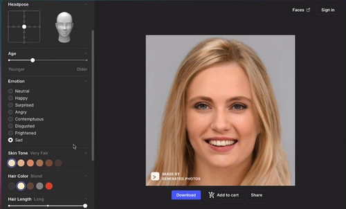 Generador de caras de Generated Photo